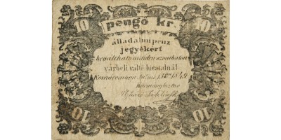 Komárom 10 pengő krajcár 1849